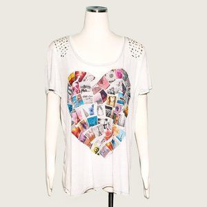 Style&co. Heart Print Tee with Tacking